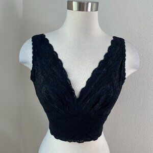 NEW Cosabella Womens XS Curvy Collection Plunge Lace Bralette Black Bra
